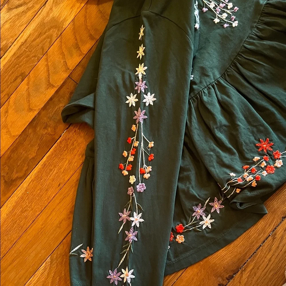 ASOS Petite Dark Green Floral Embroidered Long Sleeve Top - Picture 4 of 5